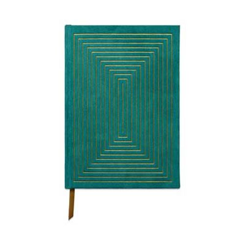 Hard Cover Suede Cloth Journal - Linear Green Boxes