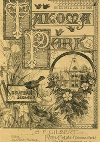 Cover image for BF Gilbert 1886 Takoma Park Brochure