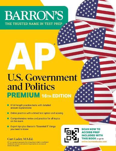 Cover image for AP U.S. Government and Politics Premium, Sixteenth Edition: Prep Book with 6 Practice Tests + Comprehensive Review + Online Practice (2026)