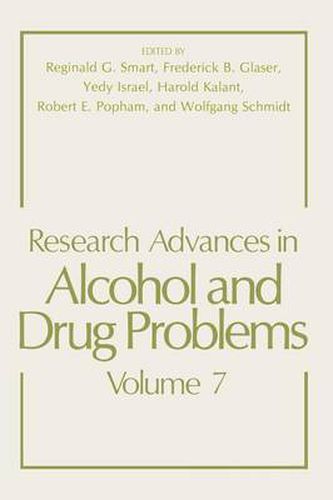 Cover image for Research Advances in Alcohol and Drug Problems: Volume 7