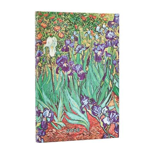 Cover image for 2026 Van Gogh's Irises Mini 12-month Horizontal Hardcover Flexi Dayplanner 2026 (Elastic Band Closure)