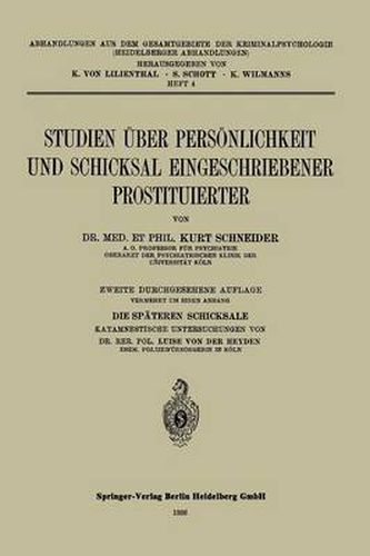 Cover image for Studien UEber Persoenlichkeit Und Schicksal Eingeschriebener Prostituierter