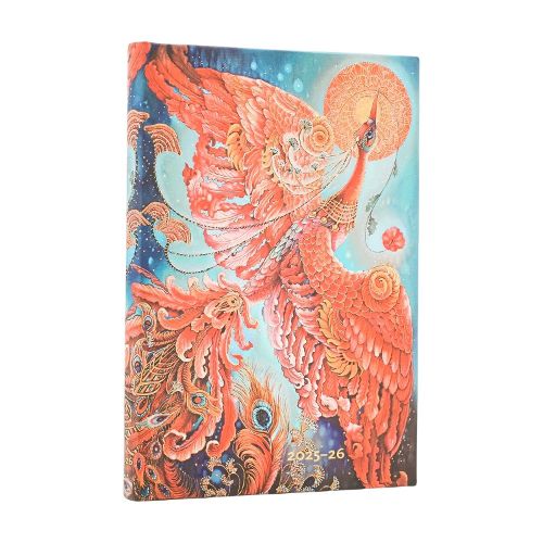 Cover image for 2026 Firebird (Birds of Happiness) Mini 18-month Horizontal Hardcover Flexi Dayplanner 2025-2026 (Elastic Band Closure)