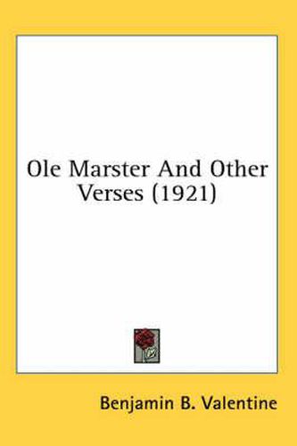 Cover image for OLE Marster and Other Verses (1921)