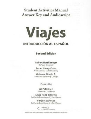 SAM Answer Key and Audio Script for Hershberger/Navey-Davis/Borras A.'s  Viajes: Introducci n al espa ol, 2nd