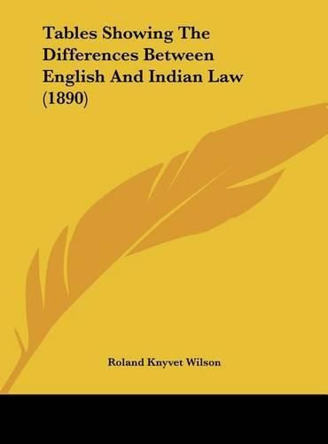 Cover image for Tables Showing the Differences Between English and Indian Law (1890)