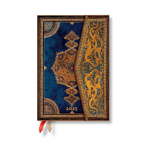 Safavid Indigo (Safavid Binding Art) Mini 12-month Verso Hardback Dayplanner 2025 (Wrap Closure)