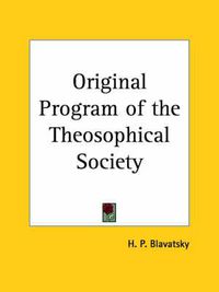 Cover image for Original Program of the Theosophical Society (1931)