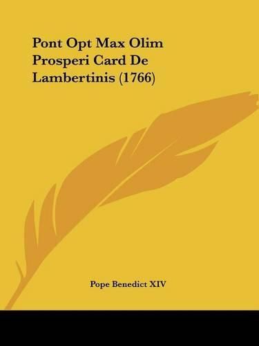 Pont Opt Max Olim Prosperi Card de Lambertinis (1766)