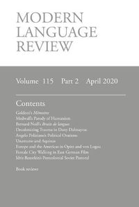 Cover image for Modern Language Review (115: 2) April 2020