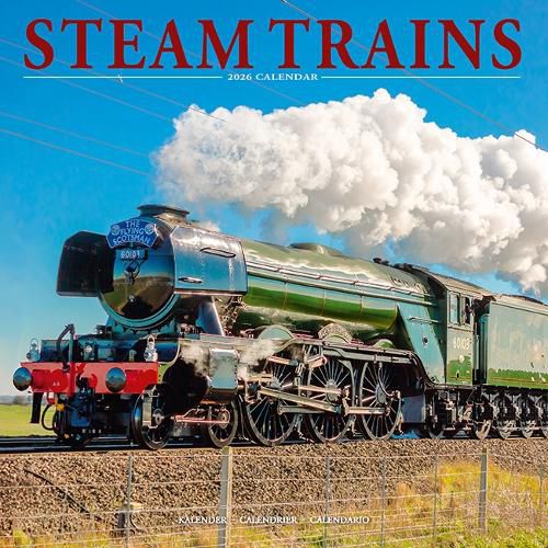 Cover image for Steam Trains Calendar 2026 Square Trains Wall Calendar - 16 Month