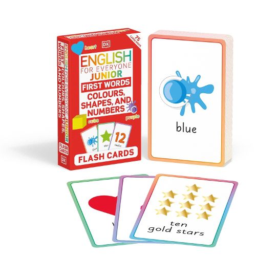 Cover image for English for Everyone Junior First Words Colours, Shapes, and Numbers Flash Cards