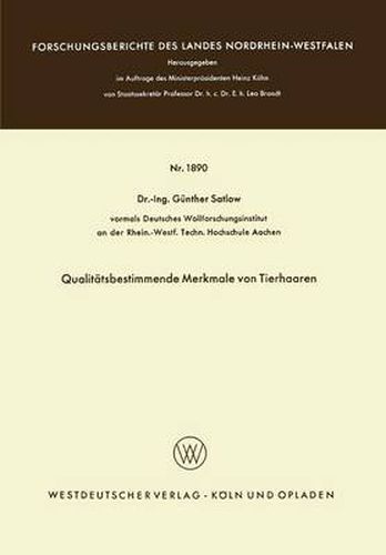 Cover image for Qualitatsbestimmende Merkmale Von Tierhaaren