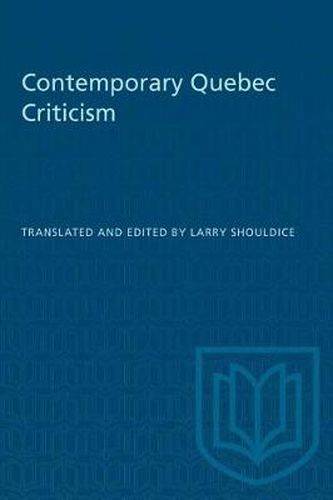 Cover image for Contemporary Quebec Criticism