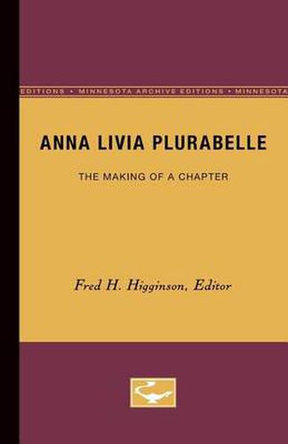 Cover image for Anna Livia Plurabelle: The Making of a Chapter