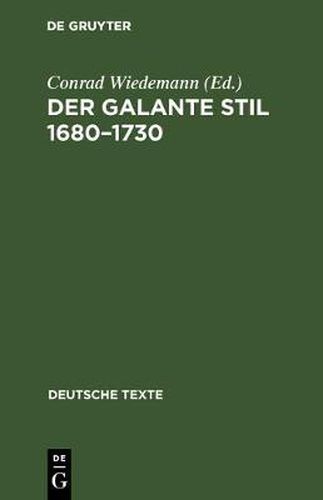 Cover image for Der galante Stil 1680-1730