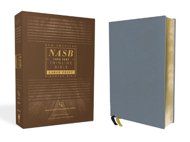 Cover image for NASB, Thinline Bible, Large Print, Genuine Leather, Buffalo, Blue, Red Letter, 1995 Text, Art Gilded Edges, Comfort Print