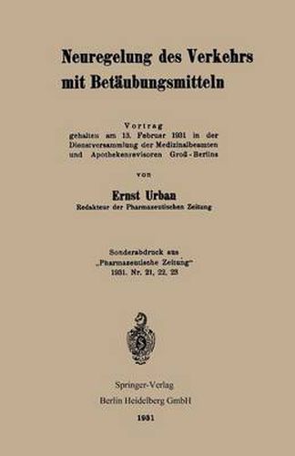 Cover image for Neuregelung Des Verkehrs Mit Betaubungsmitteln