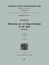 Cover image for Beobachtungen Der Dammerung Und Von Ringerscheinungen Um Die Sonne 1911 Bis 1917