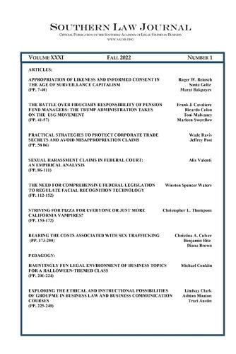 Cover image for Southern Law Journal Vol. 32
