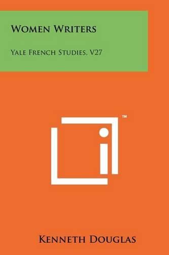 Cover image for Women Writers: Yale French Studies, V27