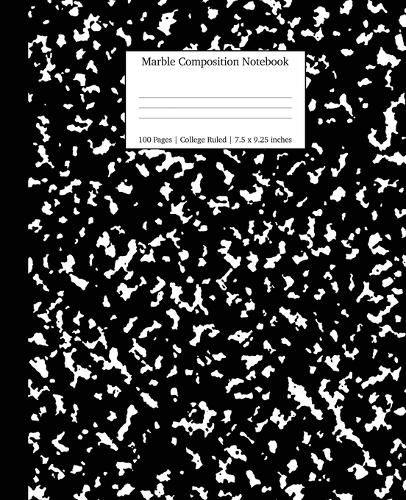 Marble Composition Notebook College Ruled: Black Marble Notebooks, School Supplies, Notebooks for School