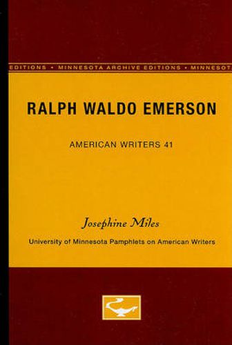 Cover image for Ralph Waldo Emerson - American Writers 41: University of Minnesota Pamphlets on American Writers