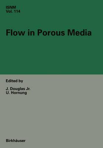 Cover image for Flow in Porous Media: Proceedings of the Oberwolfach Conference, June 21-27, 1992