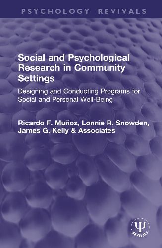 Cover image for Social and Psychological Research in Community Settings