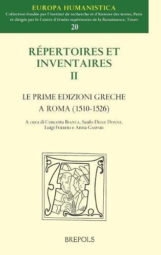 Cover image for Le Prime Edizioni Greche a Roma (1510-1526)