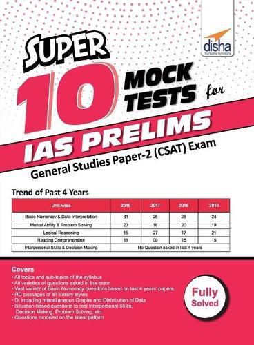 Cover image for Super 10 Mock Tests for IAS Prelims General Studies Paper 2 (Csat) Exam