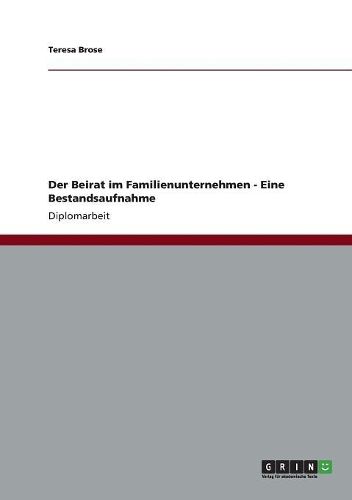 Cover image for Der Beirat Im Familienunternehmen - Eine Bestandsaufnahme