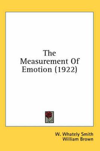 Cover image for The Measurement of Emotion (1922)
