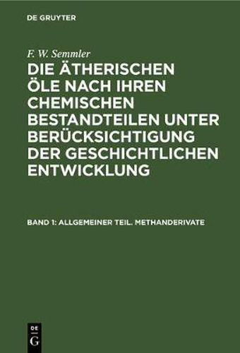 Cover image for Allgemeiner Teil. Methanderivate