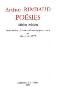 Cover image for Poesies: Edition Critique; Introduction, Classement Chronologique Et Notes Par Marcel A. Ruff