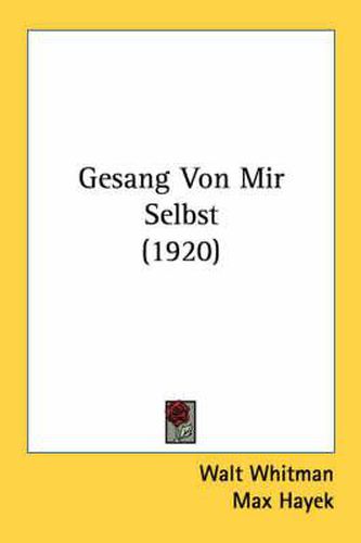 Cover image for Gesang Von Mir Selbst (1920)