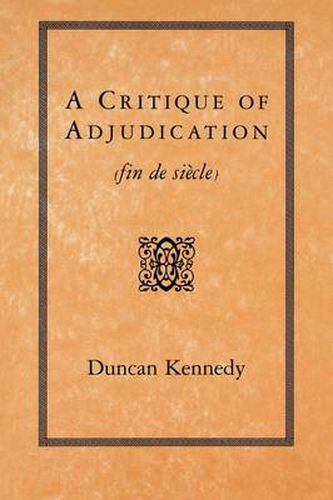 Cover image for A Critique of Adjudication: fin de siecle