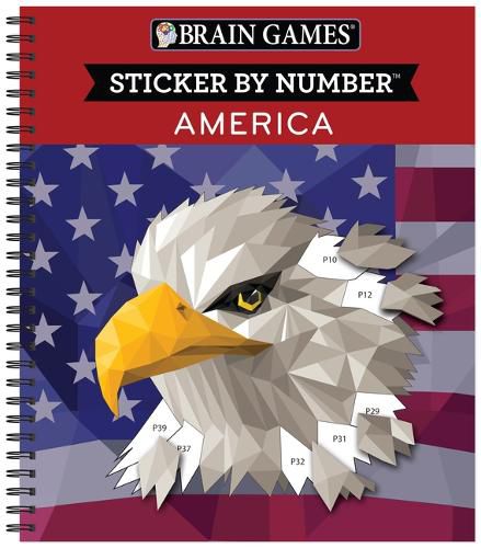 Cover image for Brain Games - Sticker by Number: America (28 Images to Sticker)