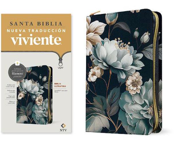 Cover image for Biblia Ultrafina Ntv de Ziper, Con Filament (Sentipiel, Floral, Letra Roja)