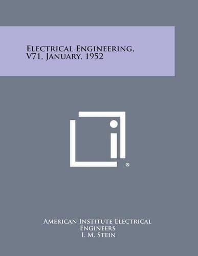 Cover image for Electrical Engineering, V71, January, 1952