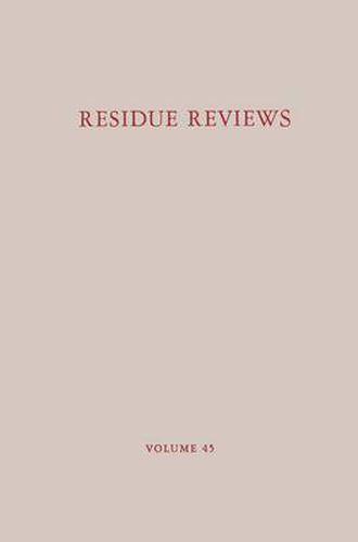 Cover image for Residue Reviews: Residues of Pesticides and Other Contaminants in the Total Environment