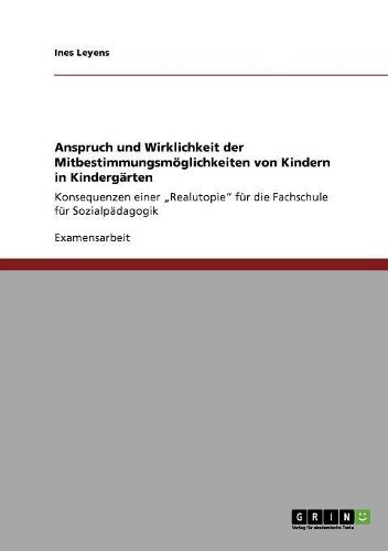 Cover image for Mitbestimmung Von Kindern in Kindergarten: Anspruch Und Wirklichkeit