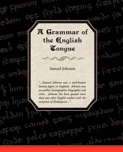 Cover image for A Grammar of the English Tongue