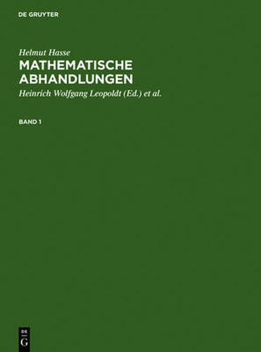 Cover image for Helmut Hasse: Mathematische Abhandlungen. 1