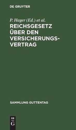 Cover image for Reichsgesetz uber den Versicherungsvertrag