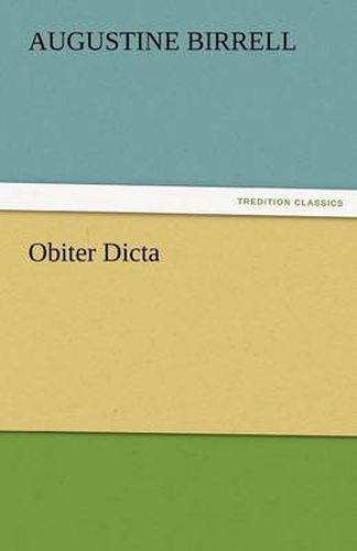 Cover image for Obiter Dicta