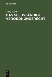 Cover image for Das selbstandige Verordnungsrecht