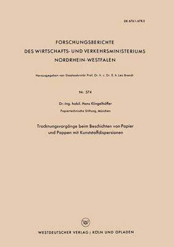 Cover image for Trocknungsvorgange Beim Beschichten Von Papier Und Pappen Mit Kunststoffdispersionen