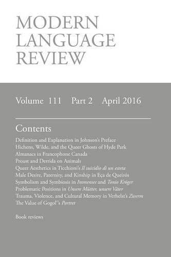 Modern Language Review (111: 2) April 2016