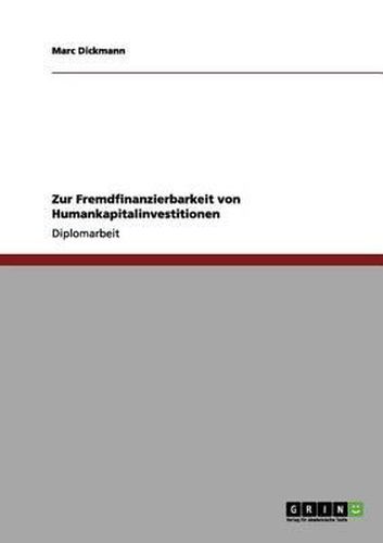 Cover image for Zur Fremdfinanzierbarkeit Von Humankapitalinvestitionen